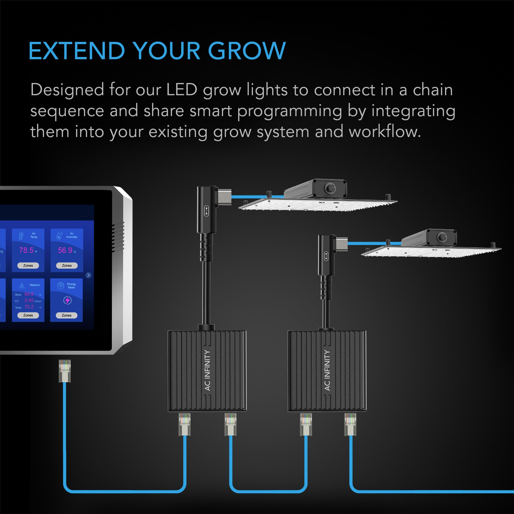 AC Infinity UIS Lighting Daisy-Chain Adapter Dongle - UIS to RJ11 — Extend Your Grow