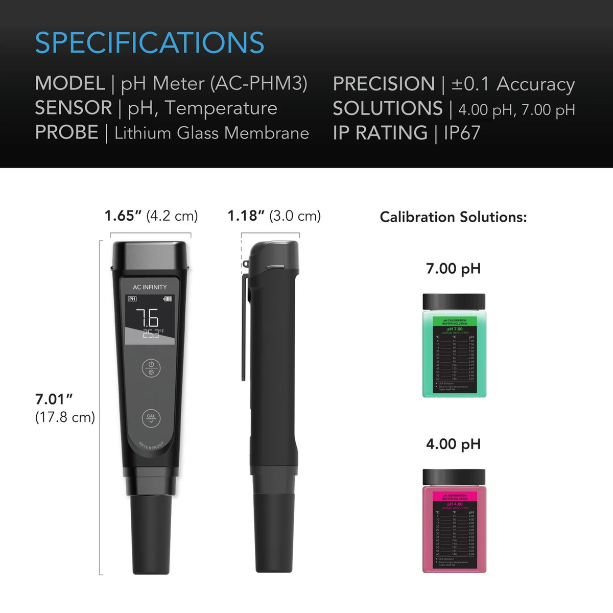 AC Infinity pH Meter Kit — Specifications