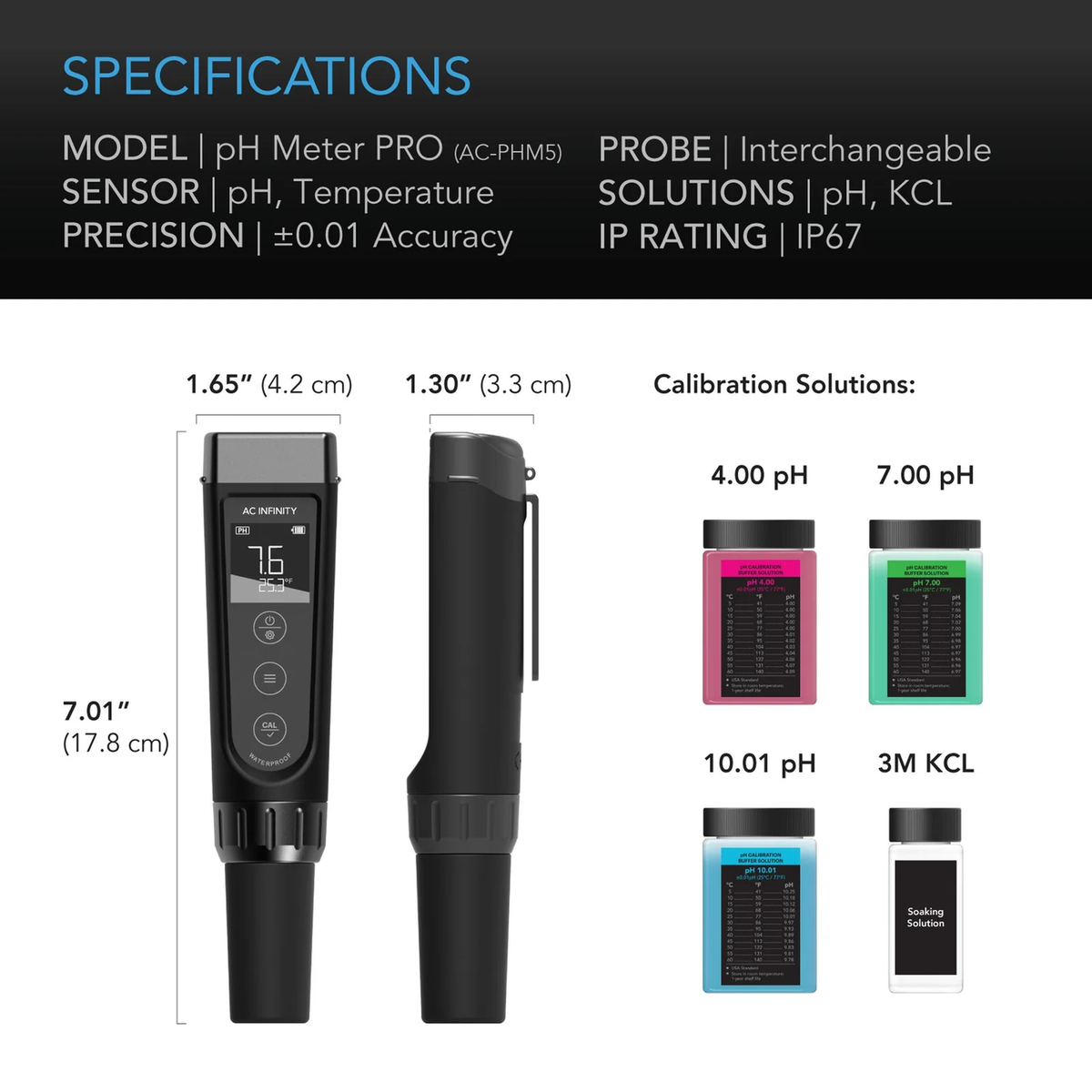 AC Infinity pH Meter Kit Pro — Specifications