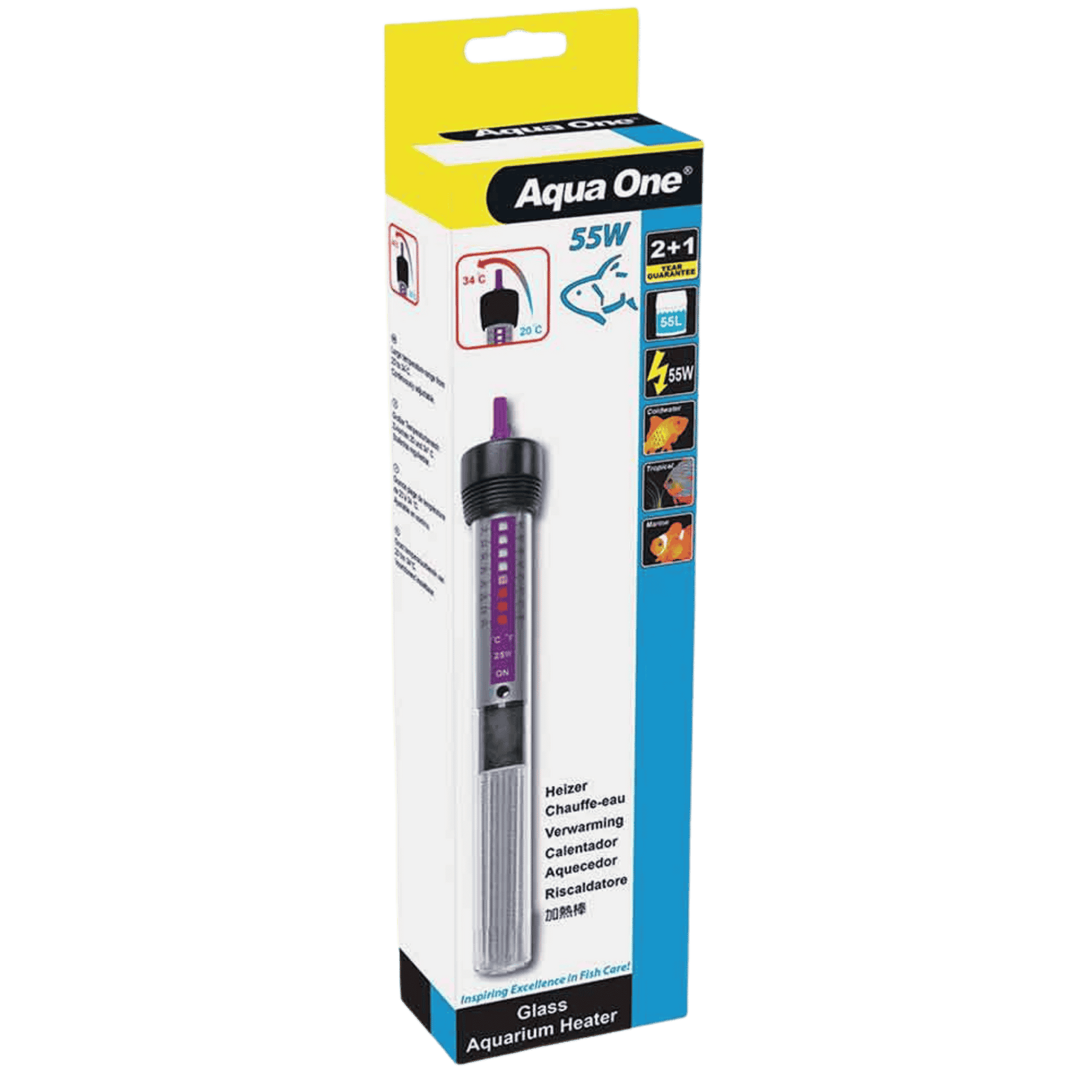 Aqua One Glass Aquarium Heater - 55W