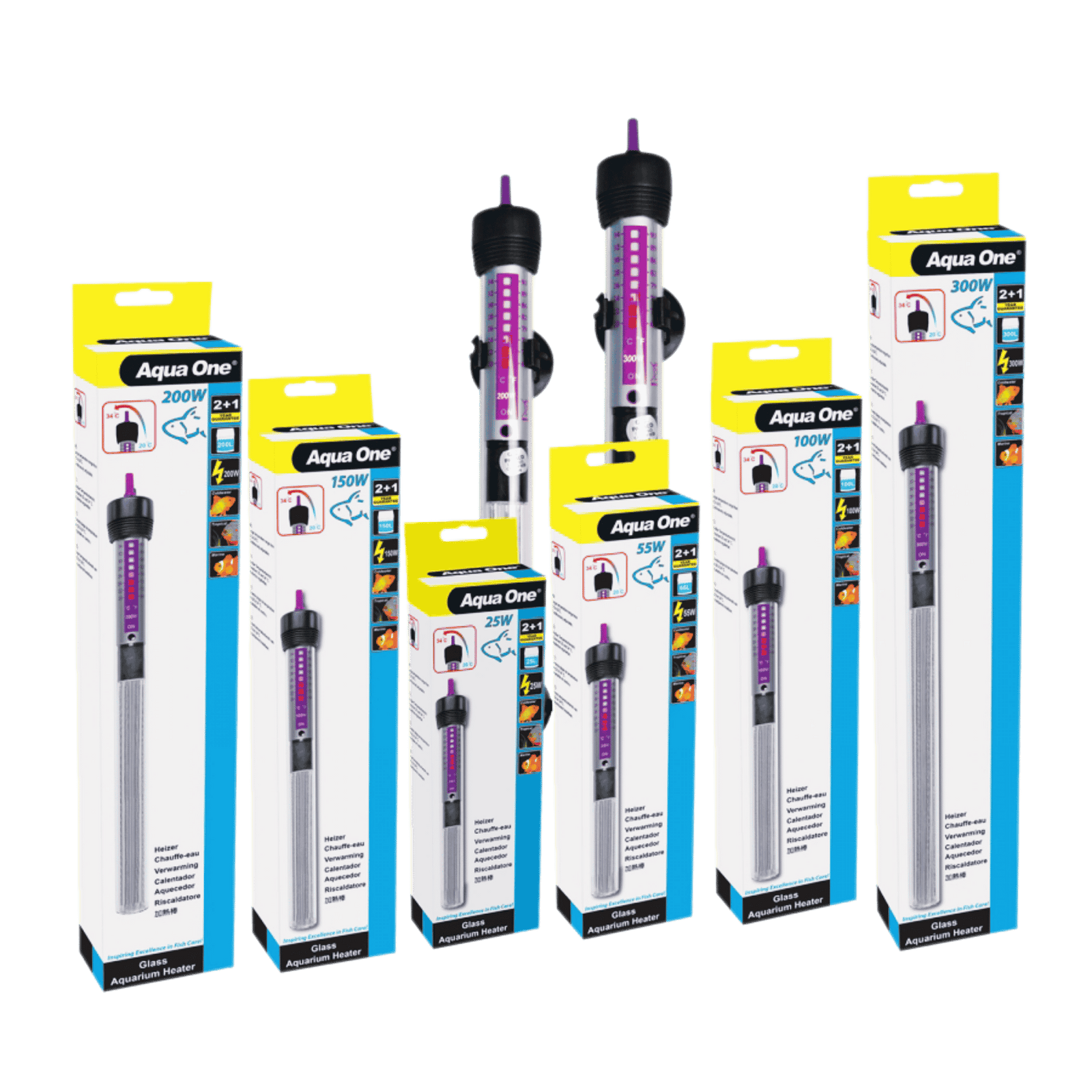 Aqua One Glass Aquarium Heater - All Sizes