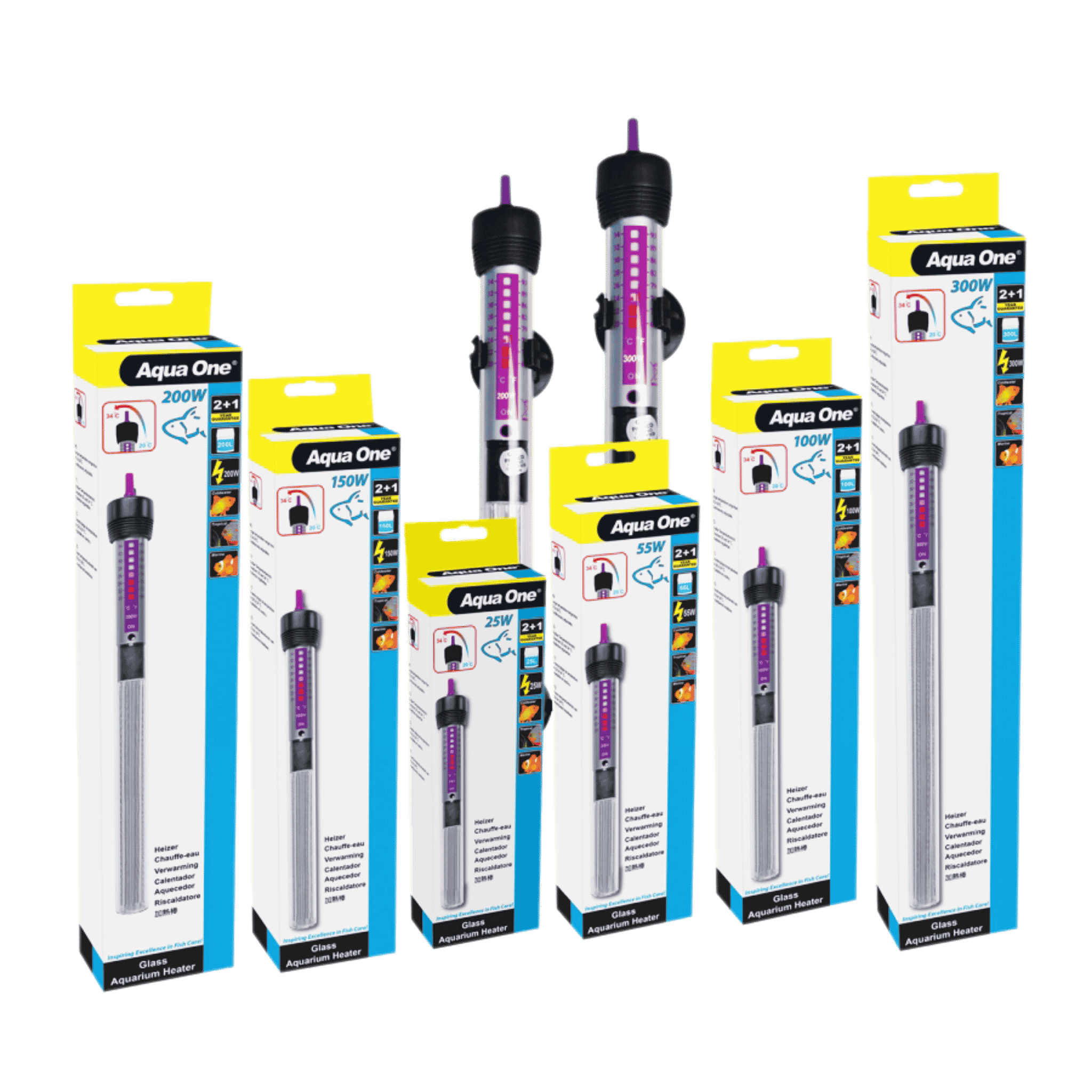 Aqua One Glass Aquarium Heater - All Sizes