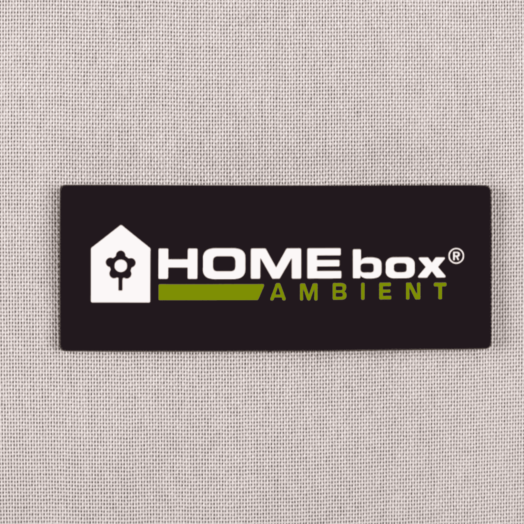 HOMEbox Ambient brand badge stitched onto grow tent fabric