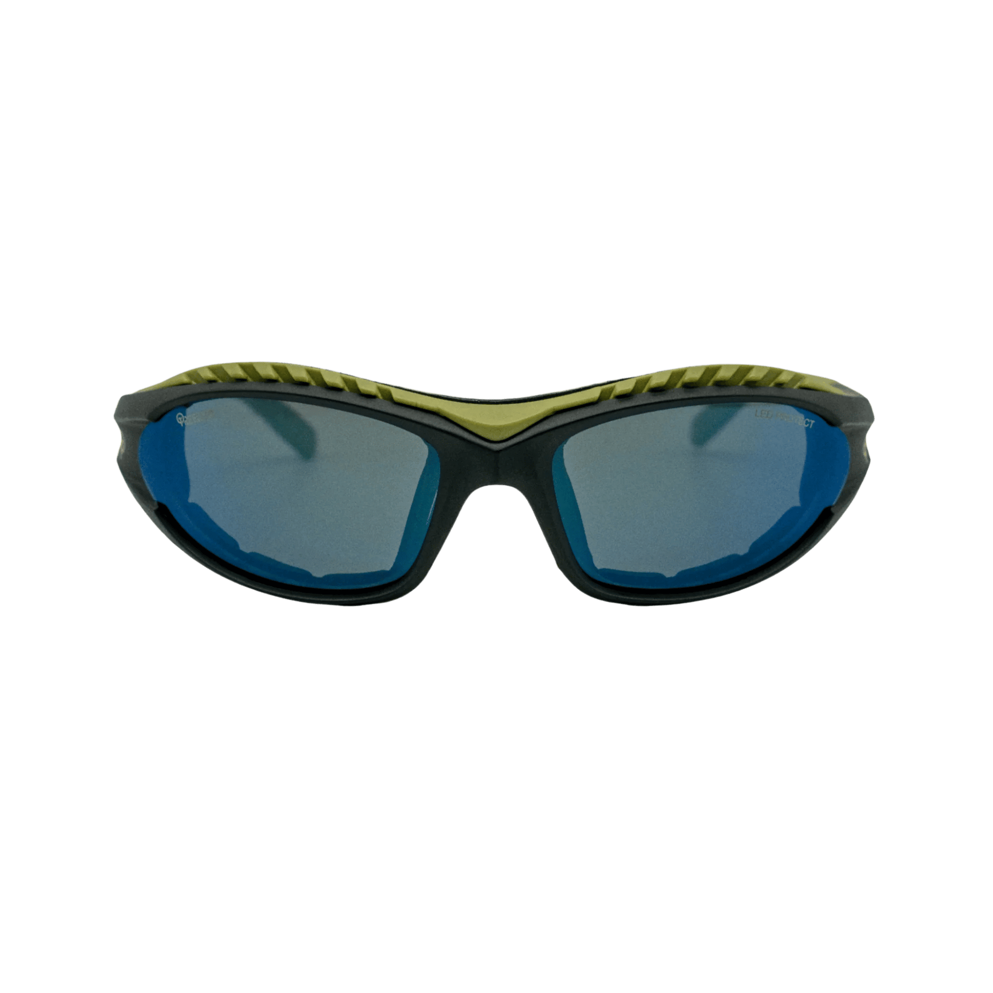 Treegers LED Protective Eyewear front view — full frame & lens layout