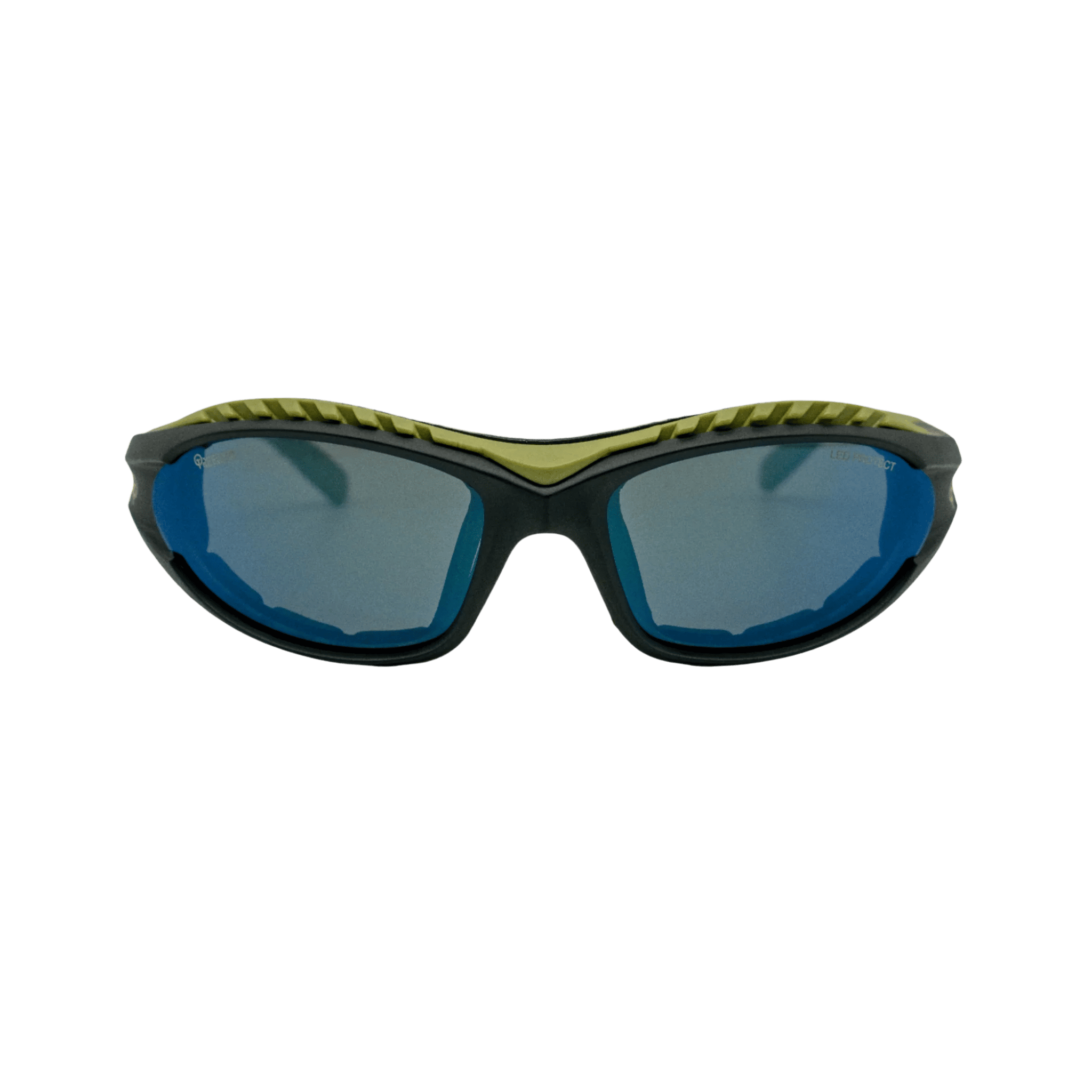 Treegers LED Protective Eyewear front view — full frame & lens layout